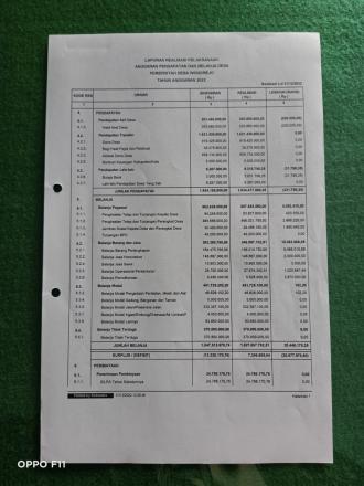 Laporan realisasi Apbdes  tahun 2023